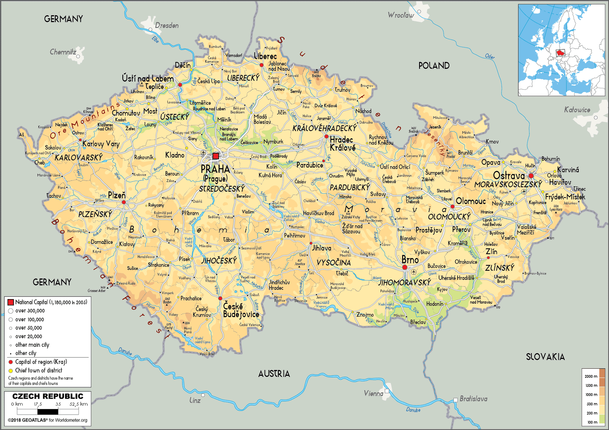Topografische kaart Tsjechië