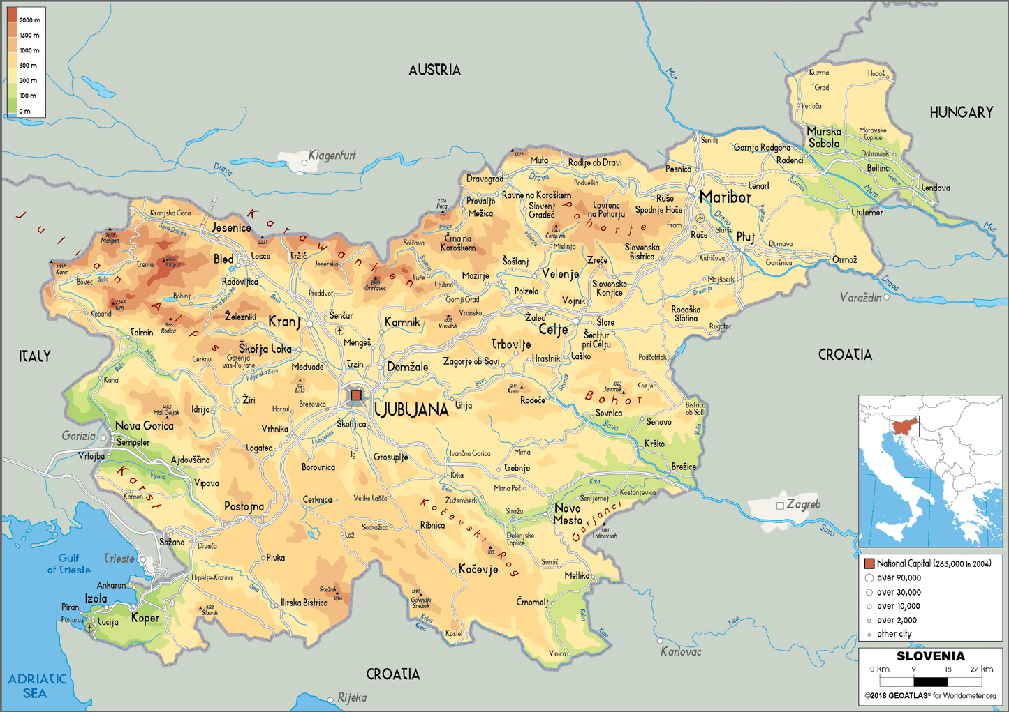 Topografische kaart Slovenië