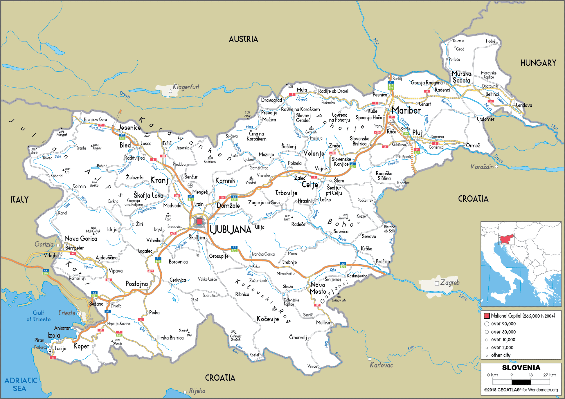 Wegenkaart Slovenië voor de auto